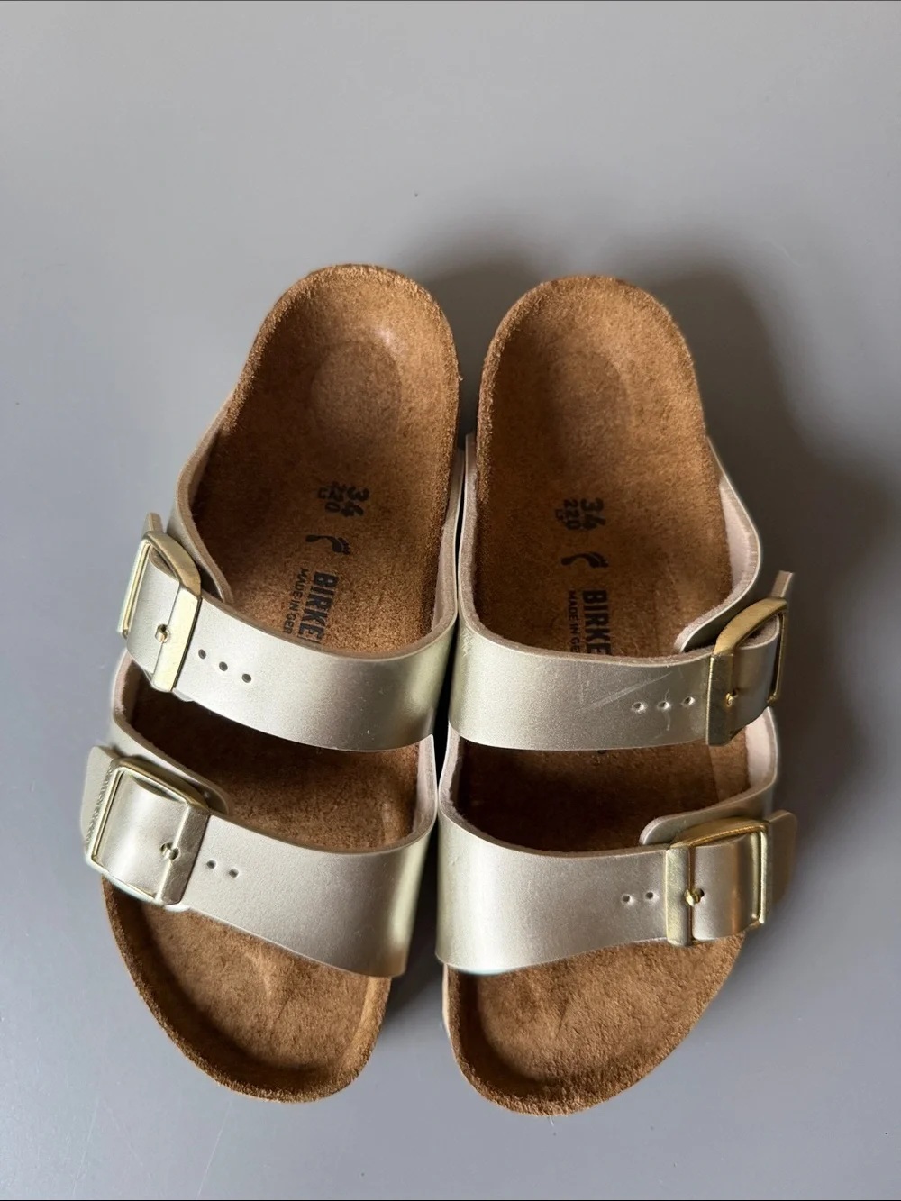 Birkenstock Silver Double-Buckle Slide Sandal